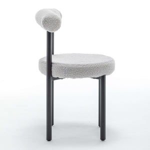 SEYNAR Modern Teddy Fabric Dining Chairs Set of 2/4/6, Minimalist Boucle Chairs