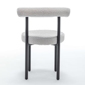 SEYNAR Modern Teddy Fabric Dining Chairs Set of 2/4/6, Minimalist Boucle Chairs