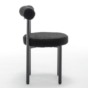 SEYNAR Modern Teddy Fabric Dining Chairs Set of 2/4/6, Minimalist Boucle Chairs