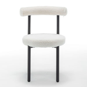 SEYNAR Modern Teddy Fabric Dining Chairs Set of 2/4/6, Minimalist Boucle Chairs