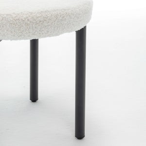 SEYNAR Modern Teddy Fabric Dining Chairs Set of 2/4/6, Minimalist Boucle Chairs