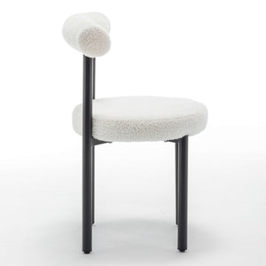 SEYNAR Modern Teddy Fabric Dining Chairs Set of 2/4/6, Minimalist Boucle Chairs