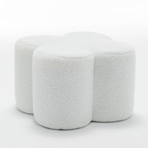 SEYNAR Modern Teddy Fabric Ottoman, Clover Footstool Footrest for Living Room