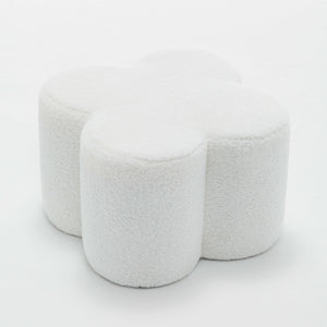SEYNAR Modern Teddy Fabric Ottoman, Clover Footstool Footrest for Living Room