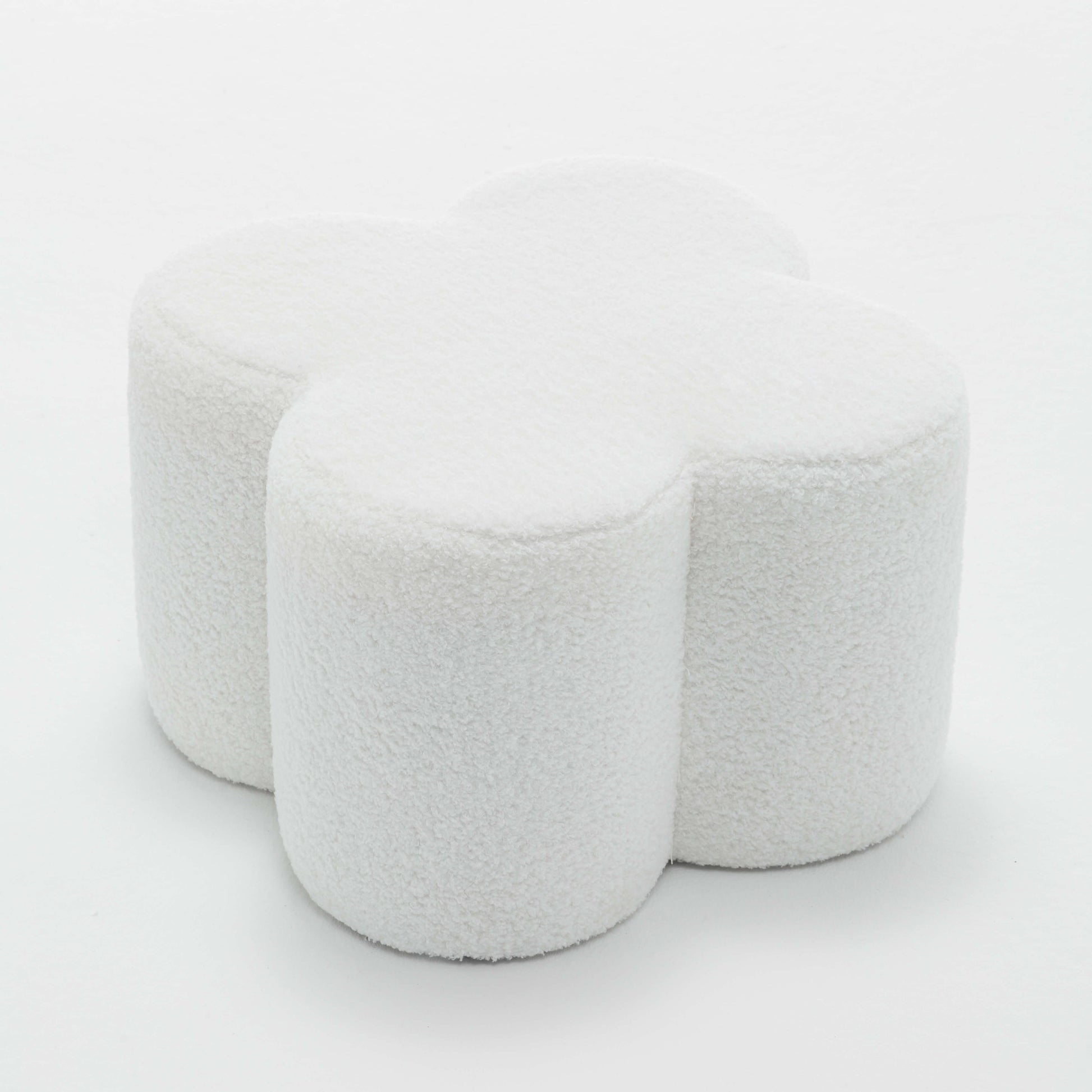 SEYNAR Modern Teddy Fabric Ottoman, Clover Footstool Footrest for Living Room