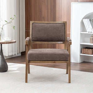 SEYNAR Rustic Mid-Century Chenille Accent Chair with Nailhead Trim and Wood Frame(Single/Set of 2)