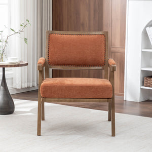 SEYNAR Rustic Mid-Century Chenille Accent Chair with Nailhead Trim and Wood Frame(Single/Set of 2)
