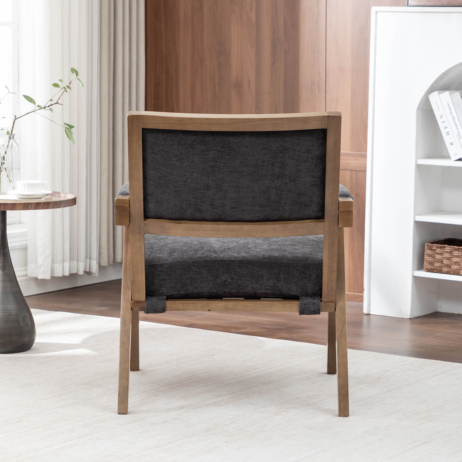 SEYNAR Rustic Mid-Century Chenille Accent Chair with Nailhead Trim and Wood Frame(Single/Set of 2)