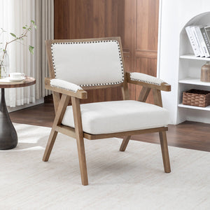 SEYNAR Rustic Mid-Century Chenille Accent Chair with Nailhead Trim and Wood Frame(Single/Set of 2)