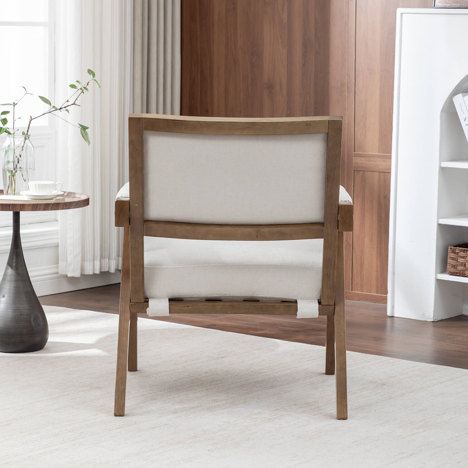 SEYNAR Rustic Mid-Century Chenille Accent Chair with Nailhead Trim and Wood Frame(Single/Set of 2)