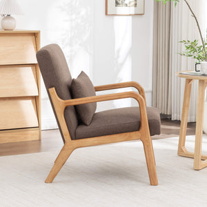 SEYNAR Mid-Century Modern Linen Accent Chair with Solid Wood Frame(Single/Set of 2)