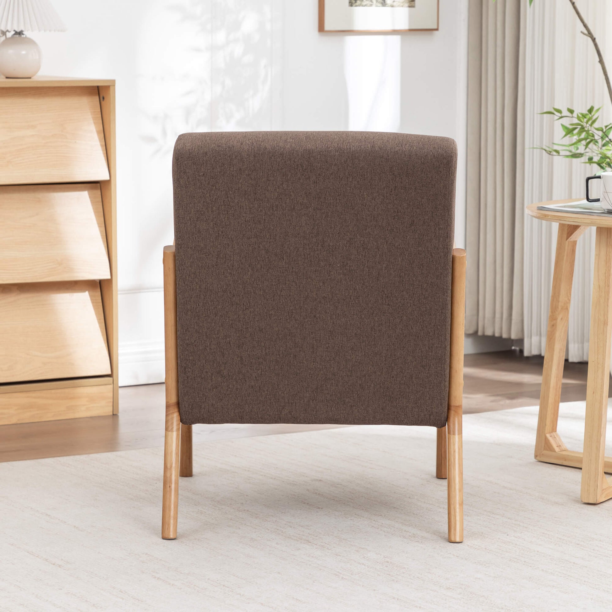 SEYNAR Mid-Century Modern Linen Accent Chair with Solid Wood Frame(Single/Set of 2)