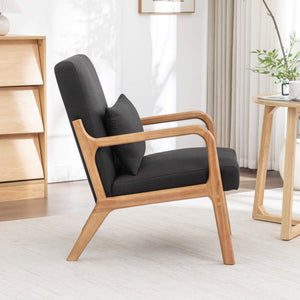 SEYNAR Mid-Century Modern Linen Accent Chair with Solid Wood Frame(Single/Set of 2)