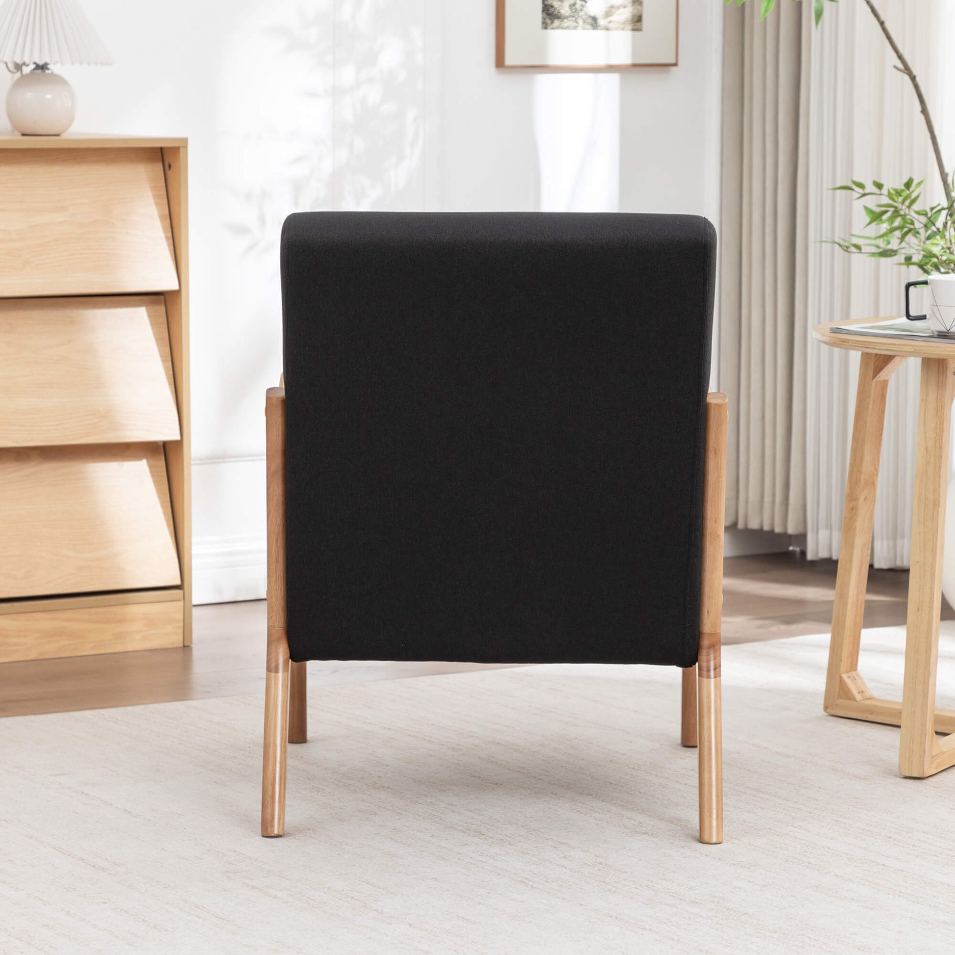 SEYNAR Mid-Century Modern Linen Accent Chair with Solid Wood Frame(Single/Set of 2)