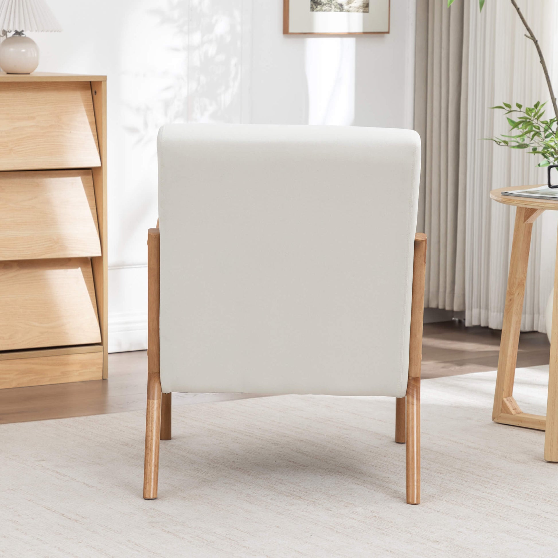 SEYNAR Mid-Century Modern Linen Accent Chair with Solid Wood Frame(Single/Set of 2)