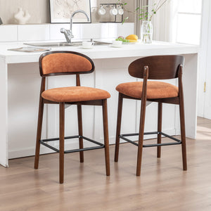 SEYNAR Set of 2/4 Mid-Century Modern 37.4" Bar Stools with Chenille Upholstery
