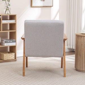 SEYNAR Mid-Century Linen Button-Tufted Accent Chair with Solid Wood Frame(Single/Set of 2)
