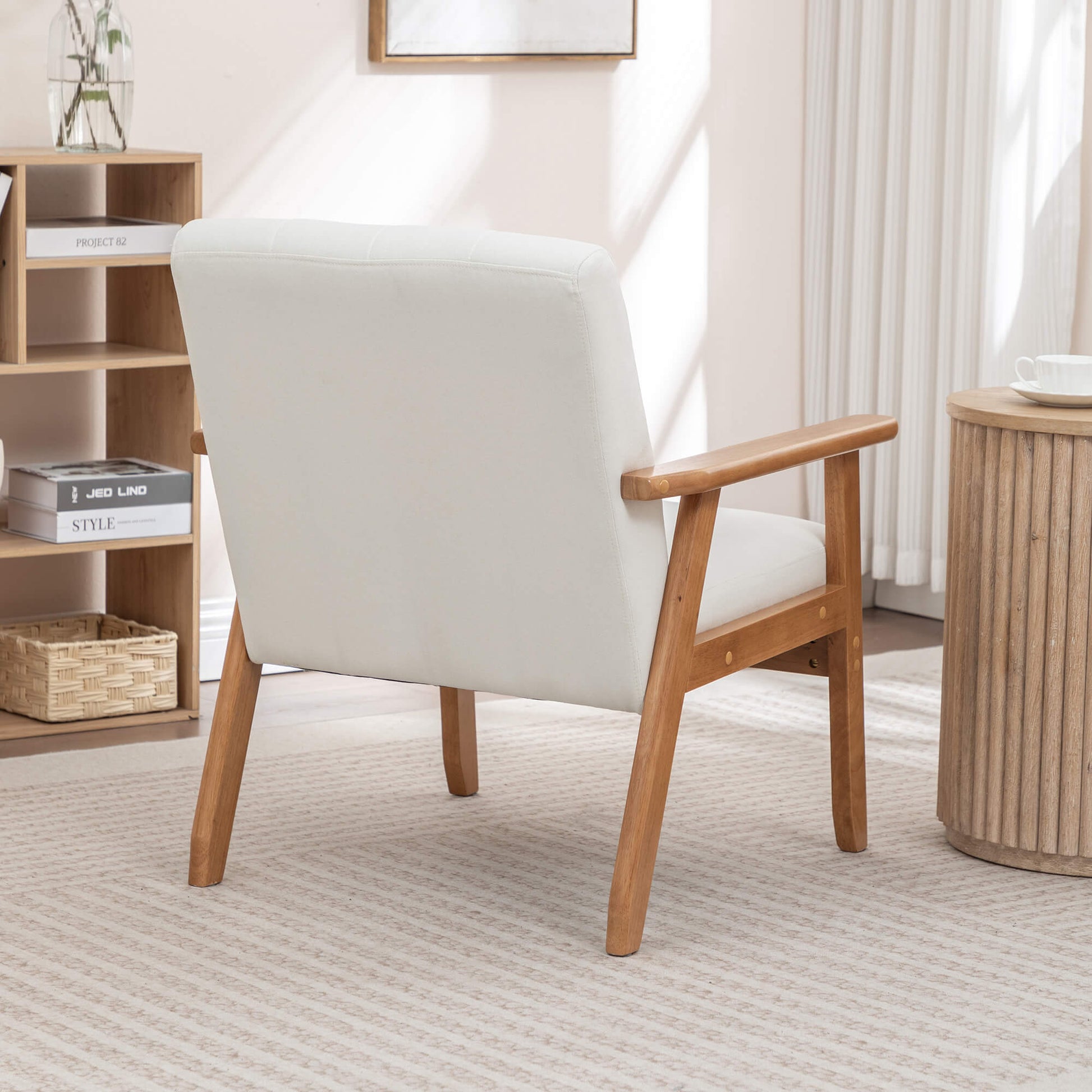 SEYNAR Mid-Century Linen Button-Tufted Accent Chair with Solid Wood Frame(Single/Set of 2)