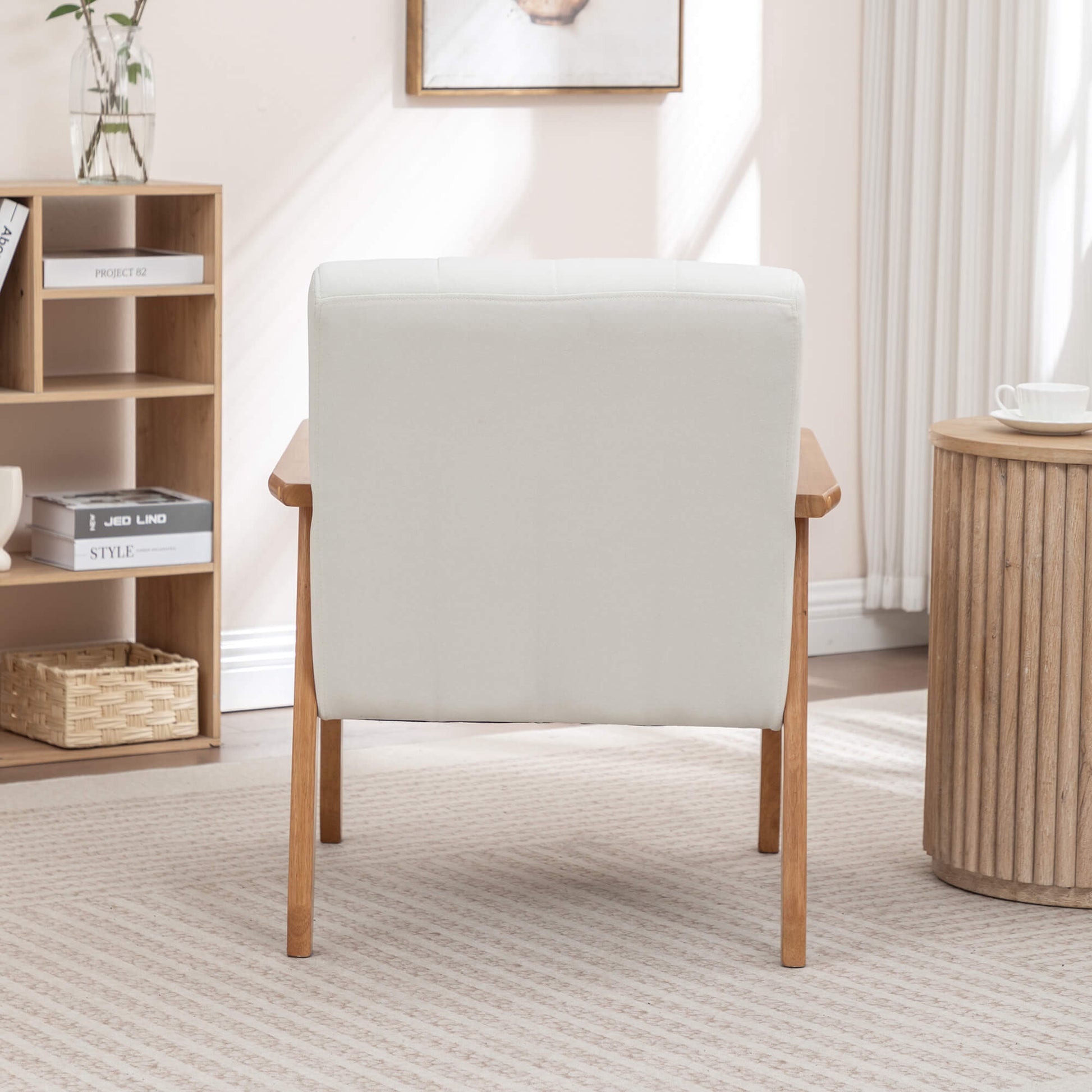SEYNAR Mid-Century Linen Button-Tufted Accent Chair with Solid Wood Frame(Single/Set of 2)