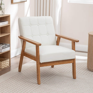 SEYNAR Mid-Century Linen Button-Tufted Accent Chair with Solid Wood Frame(Single/Set of 2)