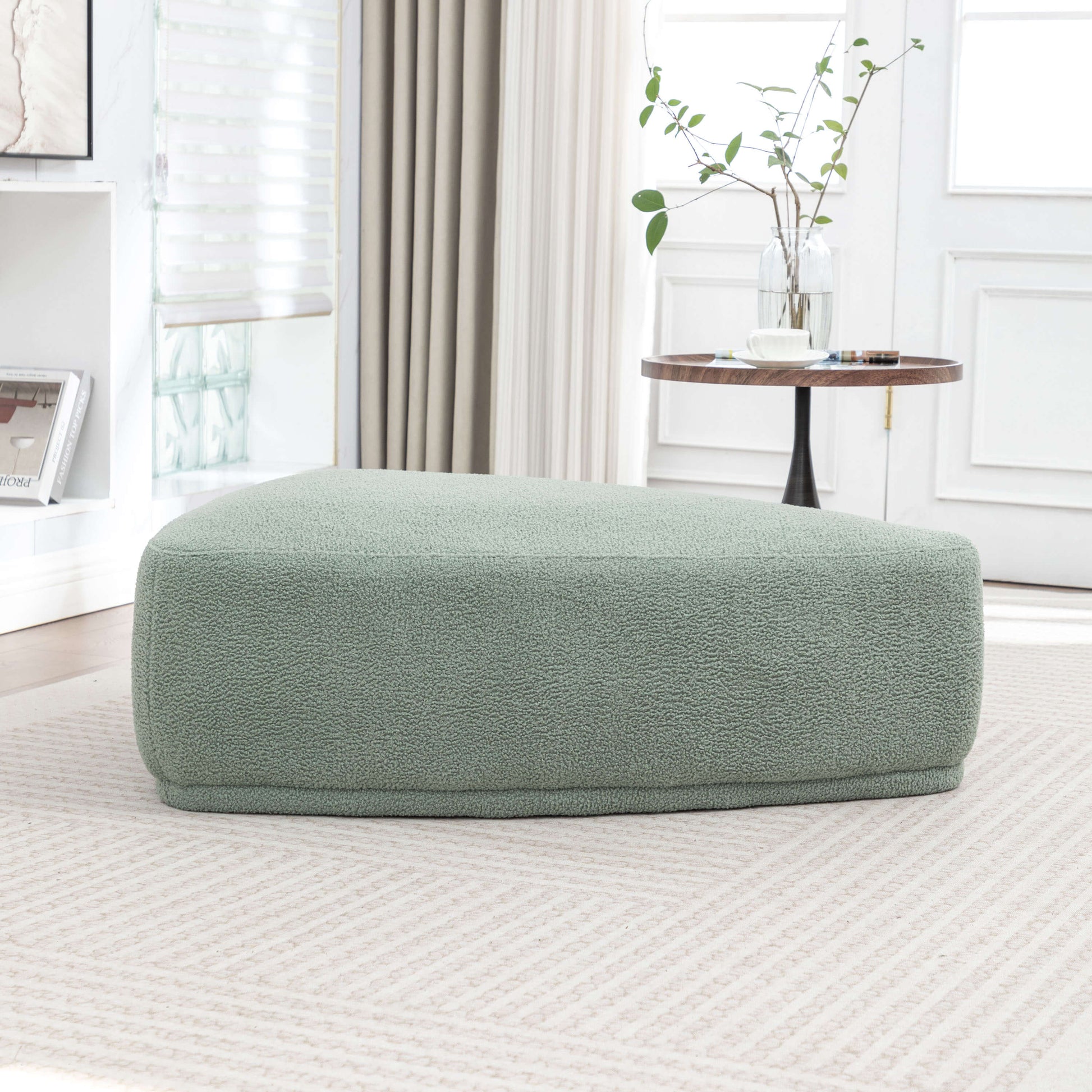 SEYNAR Modern 43'' Teddy Fabric Ottoman Bench