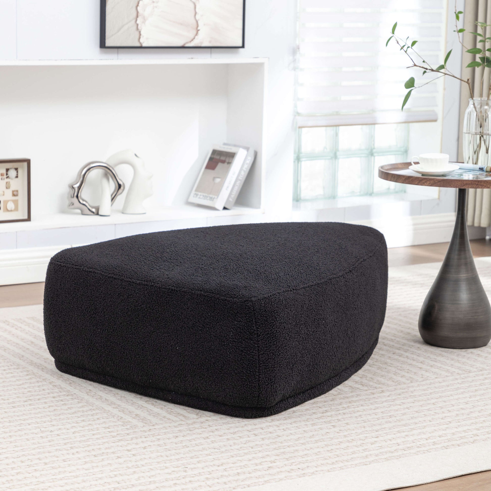 SEYNAR Modern 43'' Teddy Fabric Ottoman Bench