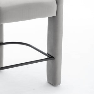 SEYNAR Modern Velvet 34.6''H Fixed Height Open-Back Bar Stool with Metal Footrest(Single/Set of 2)
