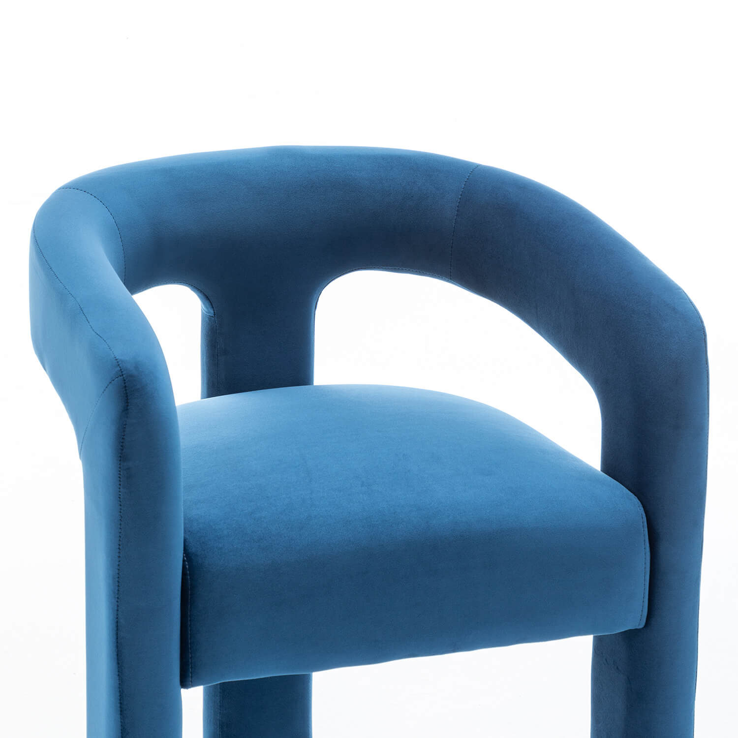 SEYNAR Modern Velvet 34.6''H Fixed Height Open-Back Bar Stool with Metal Footrest(Single/Set of 2)