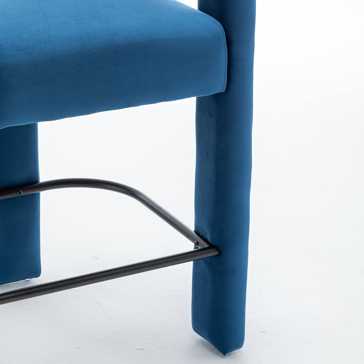 SEYNAR Modern Velvet 34.6''H Fixed Height Open-Back Bar Stool with Metal Footrest(Single/Set of 2)