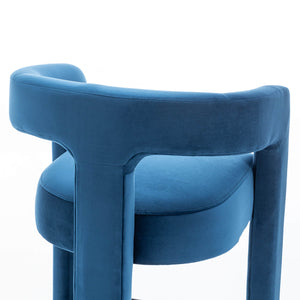 SEYNAR Modern Velvet 34.6''H Fixed Height Open-Back Bar Stool with Metal Footrest(Single/Set of 2)