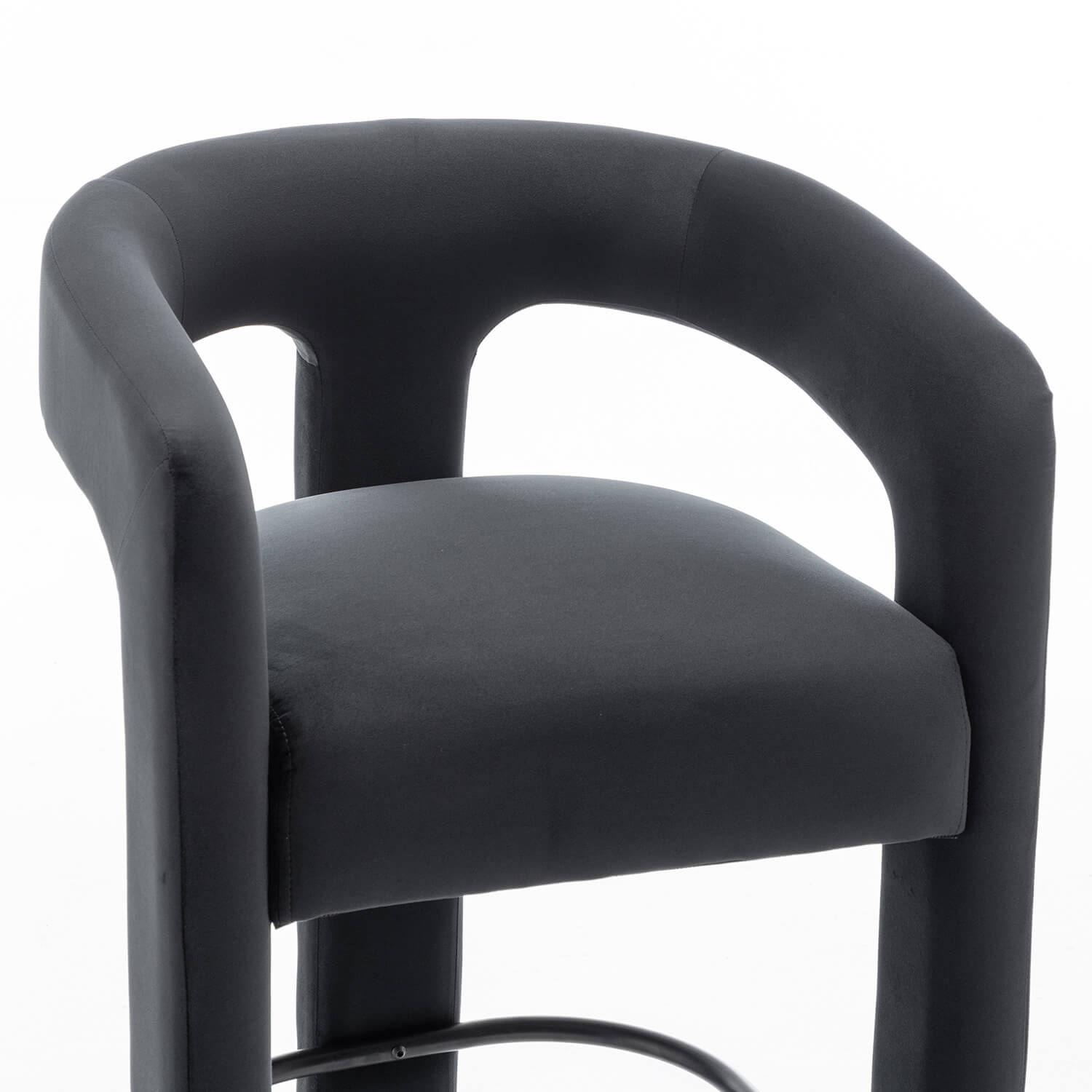 SEYNAR Modern Velvet 34.6''H Fixed Height Open-Back Bar Stool with Metal Footrest(Single/Set of 2)