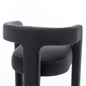 SEYNAR Modern Velvet 34.6''H Fixed Height Open-Back Bar Stool with Metal Footrest(Single/Set of 2)