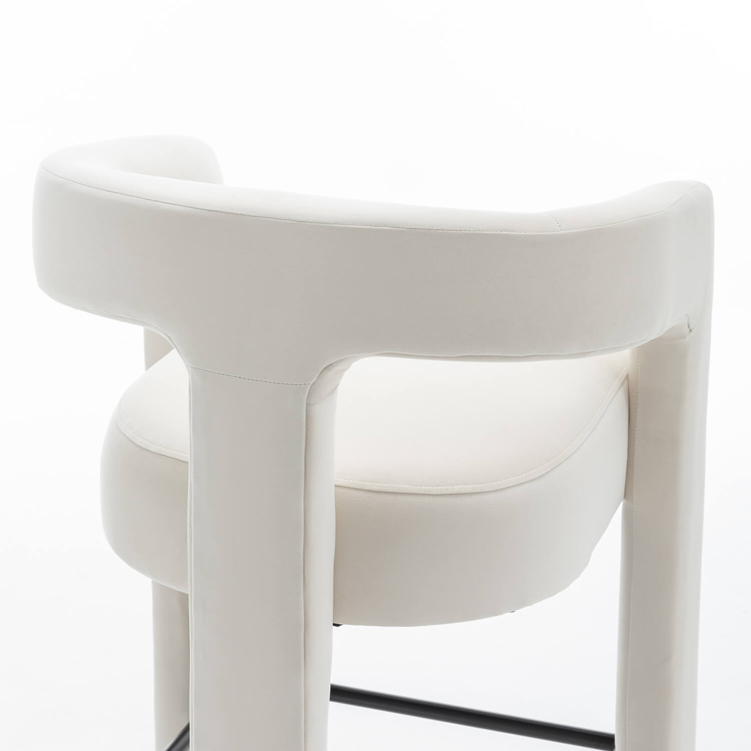 SEYNAR Modern Velvet 34.6''H Fixed Height Open-Back Bar Stool with Metal Footrest(Single/Set of 2)