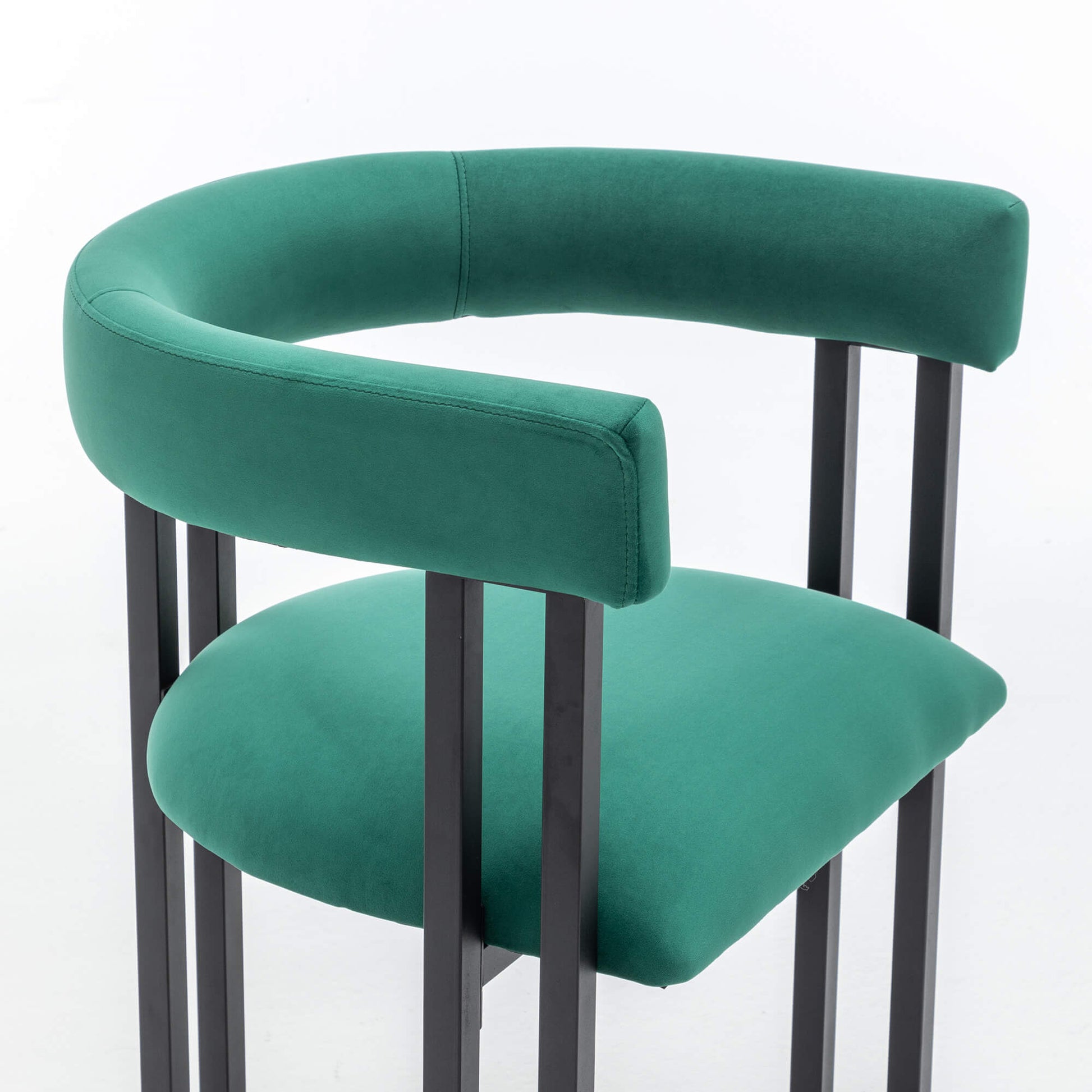 SEYNAR Modern Velvet Dining Chairs Set of 2, Curved Barrel Back Upholstered Armchairs with Black Metal Frame for Dining Room