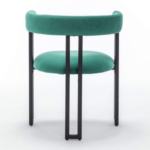 SEYNAR Modern Velvet Dining Chairs Set of 2, Curved Barrel Back Upholstered Armchairs with Black Metal Frame for Dining Room