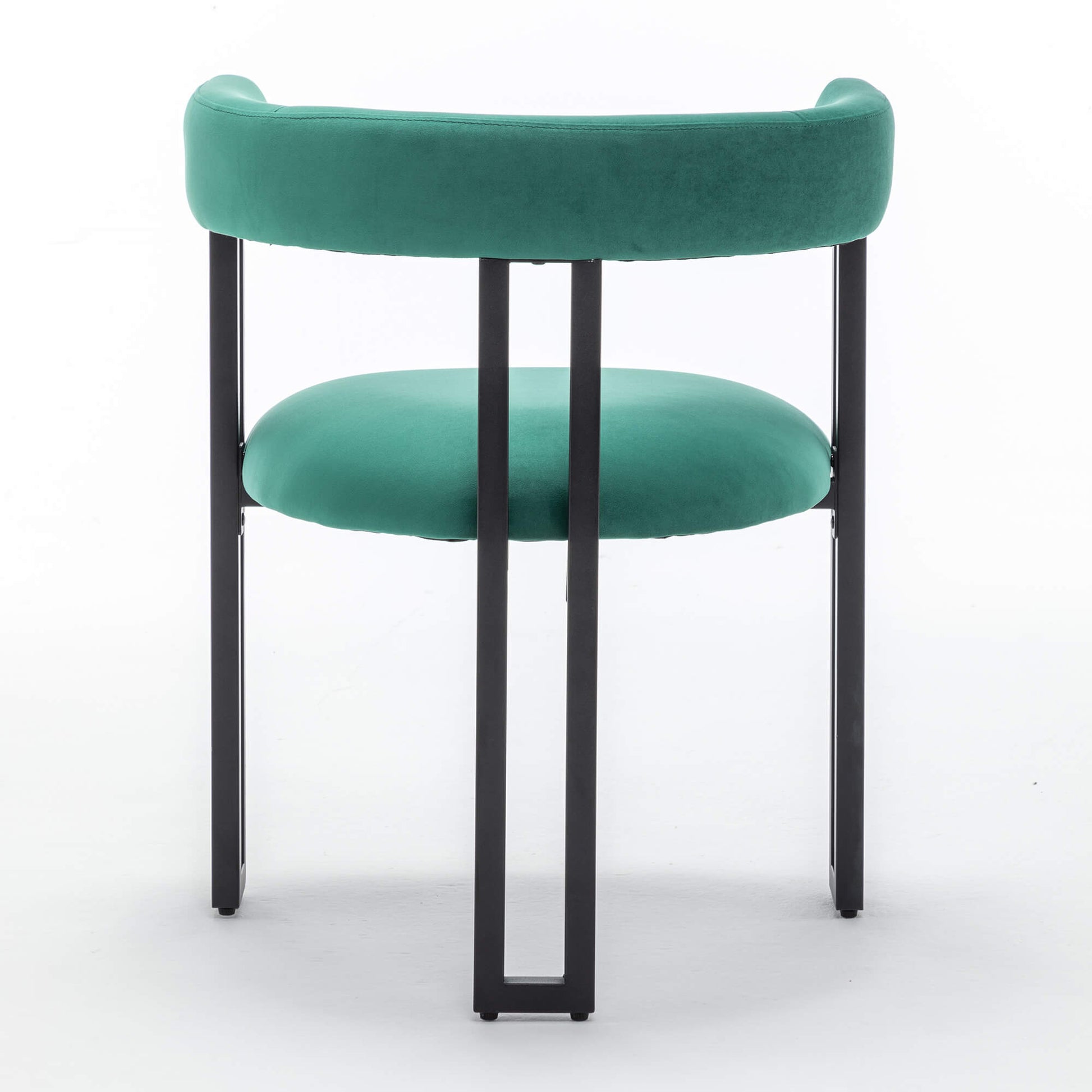 SEYNAR Modern Velvet Dining Chairs Set of 2, Curved Barrel Back Upholstered Armchairs with Black Metal Frame for Dining Room