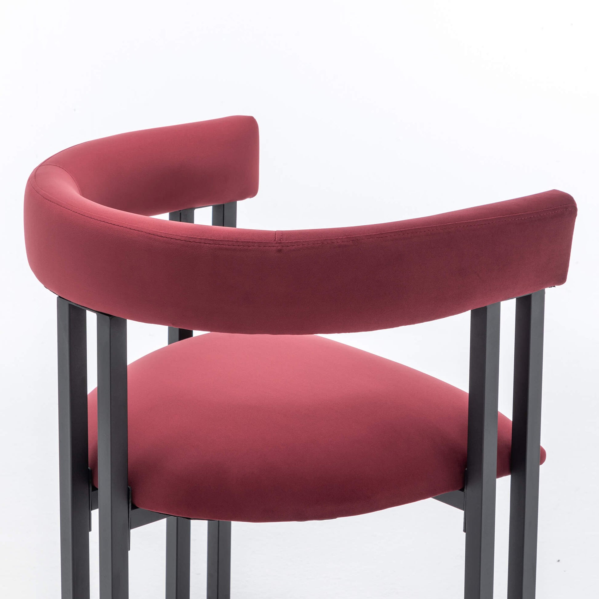 SEYNAR Modern Velvet Dining Chairs Set of 2, Curved Barrel Back Upholstered Armchairs with Black Metal Frame for Dining Room