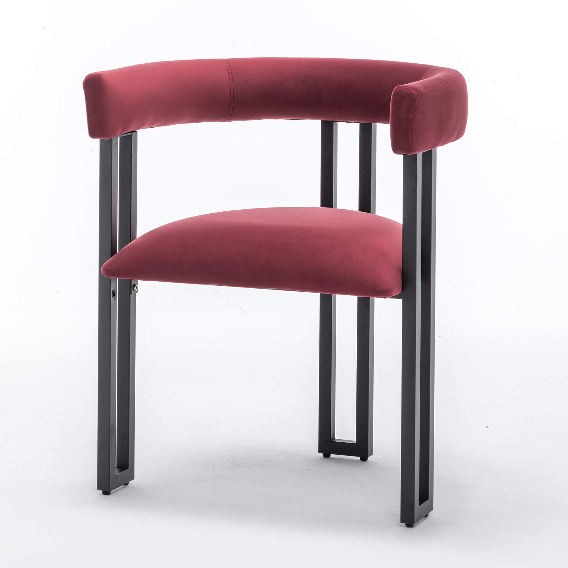 SEYNAR Modern Velvet Dining Chairs Set of 2, Curved Barrel Back Upholstered Armchairs with Black Metal Frame for Dining Room