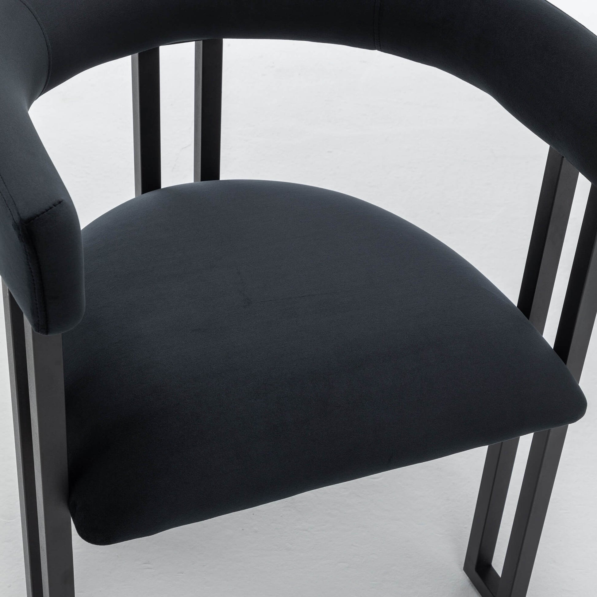 SEYNAR Modern Velvet Dining Chairs Set of 2, Curved Barrel Back Upholstered Armchairs with Black Metal Frame for Dining Room