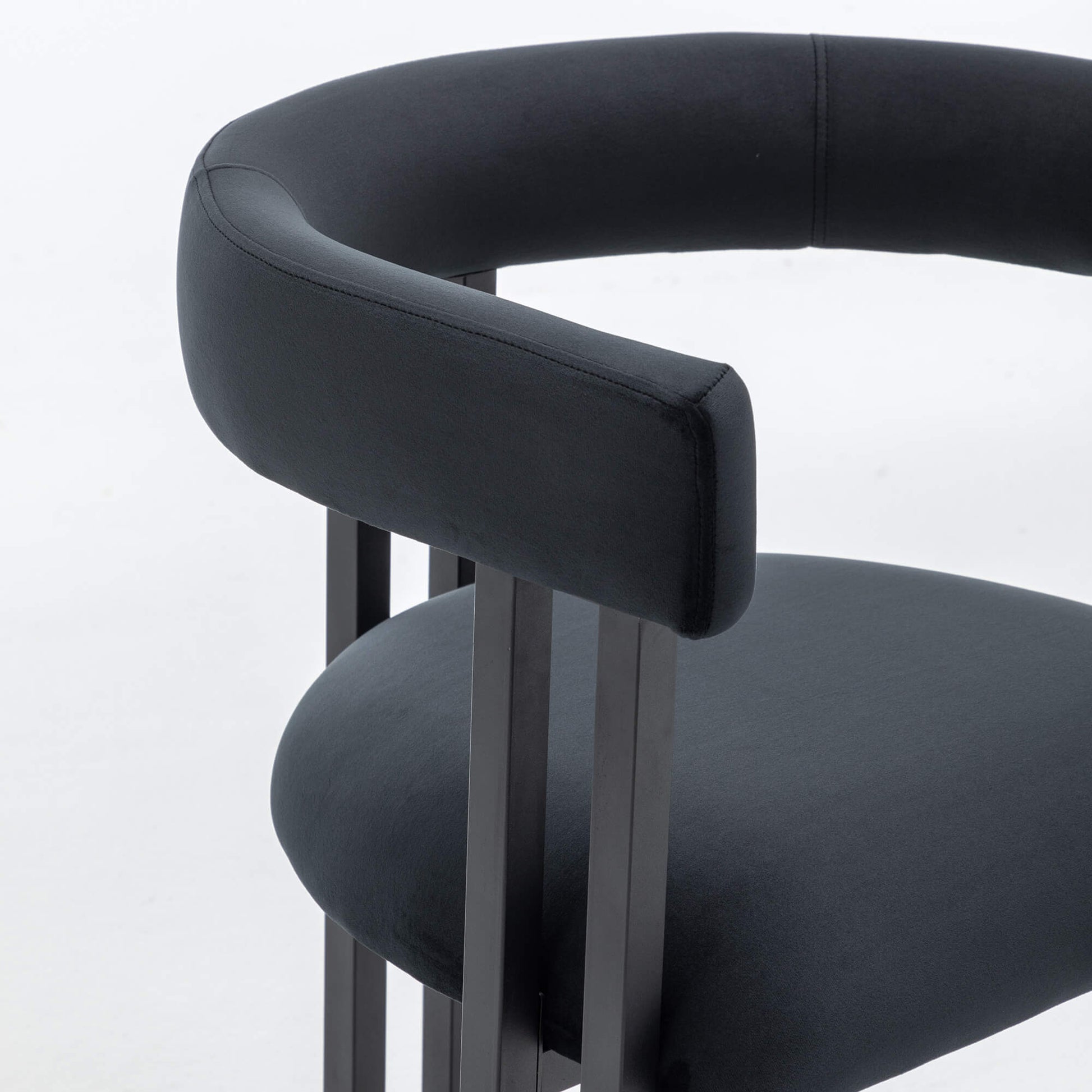 SEYNAR Modern Velvet Dining Chairs Set of 2, Curved Barrel Back Upholstered Armchairs with Black Metal Frame for Dining Room