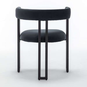 SEYNAR Modern Velvet Dining Chairs Set of 2, Curved Barrel Back Upholstered Armchairs with Black Metal Frame for Dining Room