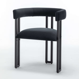 SEYNAR Modern Velvet Dining Chairs Set of 2, Curved Barrel Back Upholstered Armchairs with Black Metal Frame for Dining Room