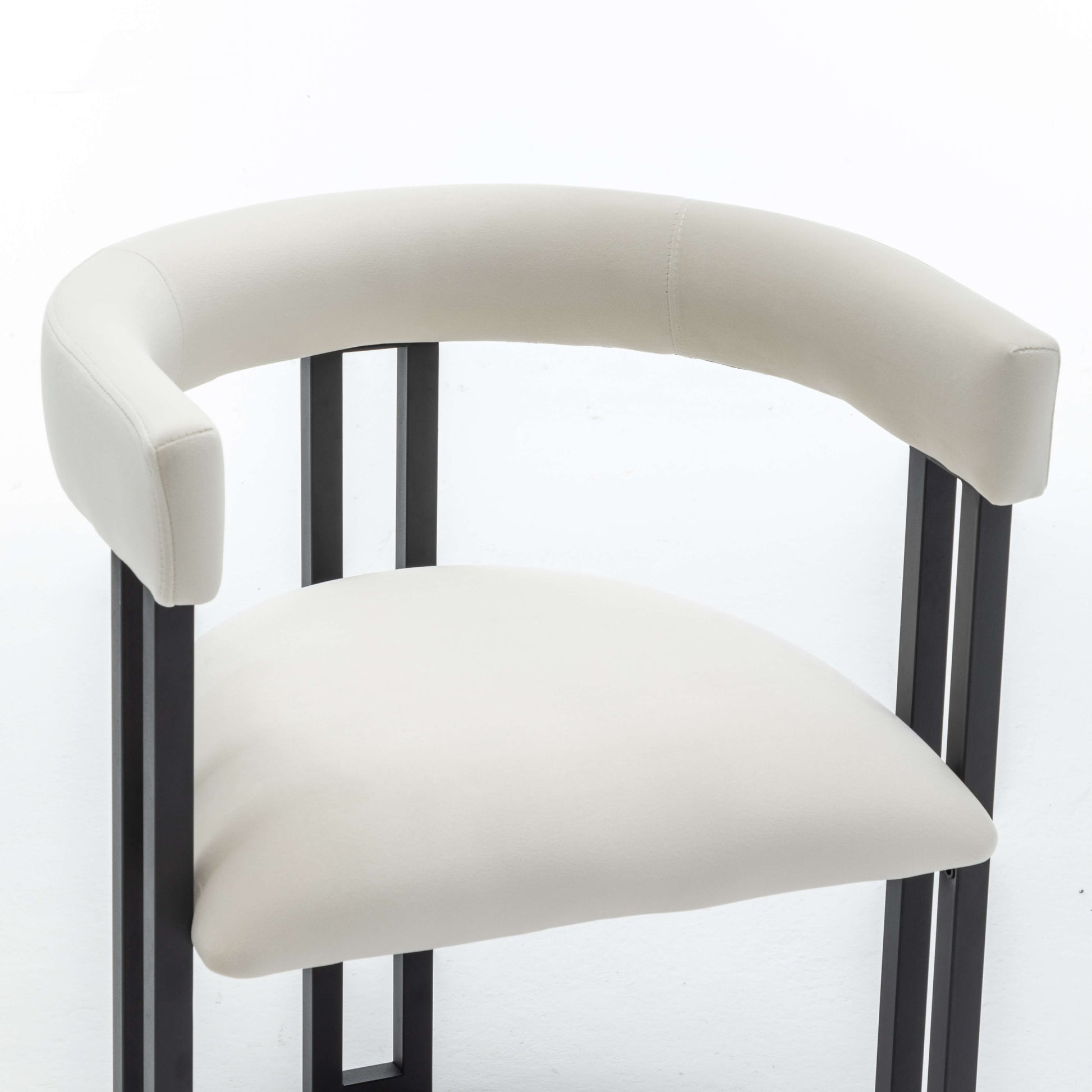 SEYNAR Modern Velvet Dining Chairs Set of 2, Curved Barrel Back Upholstered Armchairs with Black Metal Frame for Dining Room