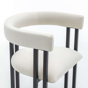 SEYNAR Modern Velvet Dining Chairs Set of 2, Curved Barrel Back Upholstered Armchairs with Black Metal Frame for Dining Room