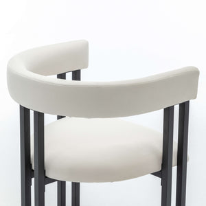 SEYNAR Modern Velvet Dining Chairs Set of 2, Curved Barrel Back Upholstered Armchairs with Black Metal Frame for Dining Room