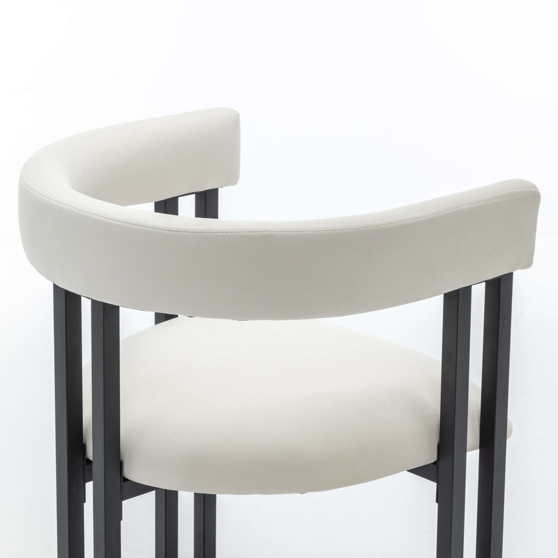 SEYNAR Modern Velvet Dining Chairs Set of 2, Curved Barrel Back Upholstered Armchairs with Black Metal Frame for Dining Room