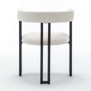 SEYNAR Modern Velvet Dining Chairs Set of 2, Curved Barrel Back Upholstered Armchairs with Black Metal Frame for Dining Room