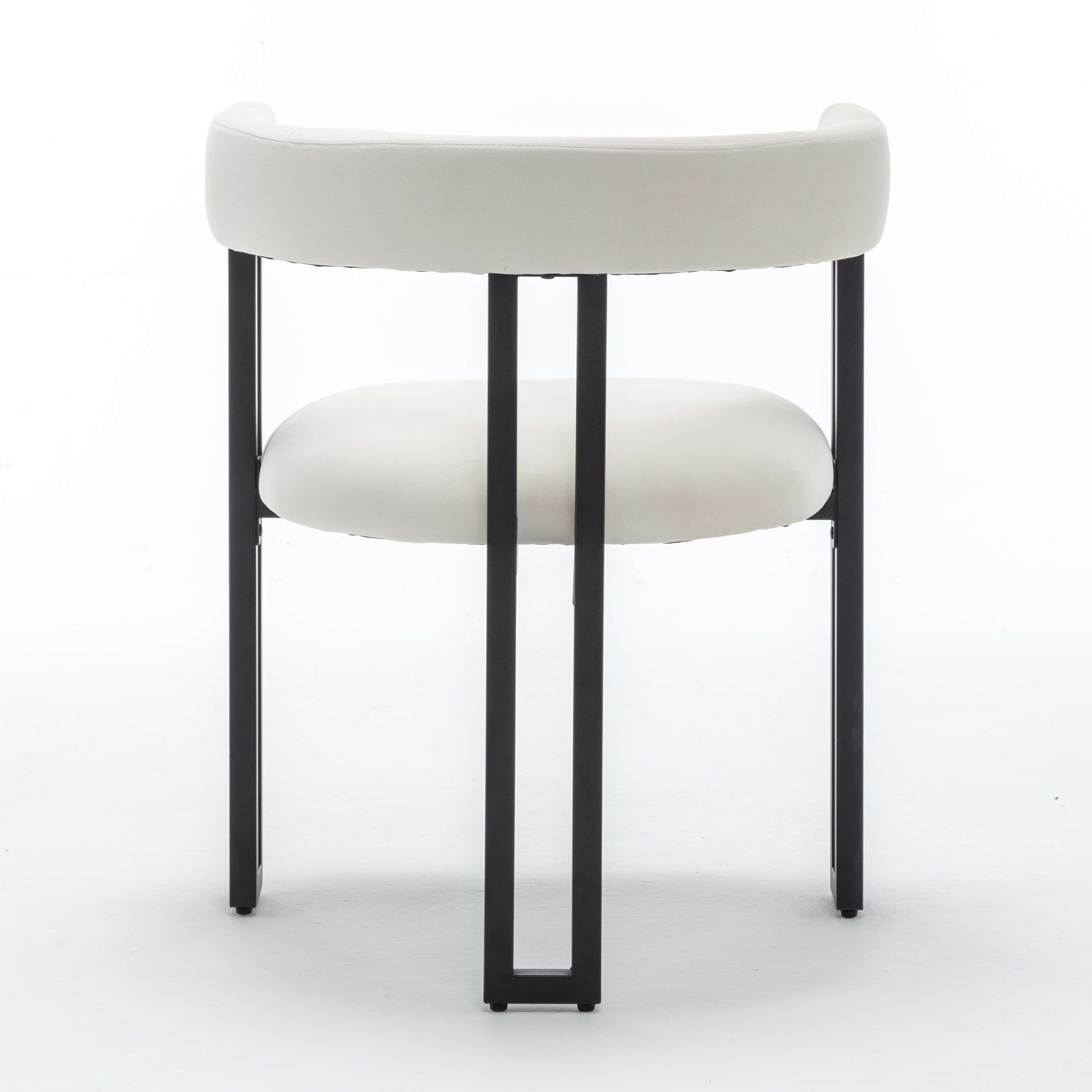 SEYNAR Modern Velvet Dining Chairs Set of 2, Curved Barrel Back Upholstered Armchairs with Black Metal Frame for Dining Room