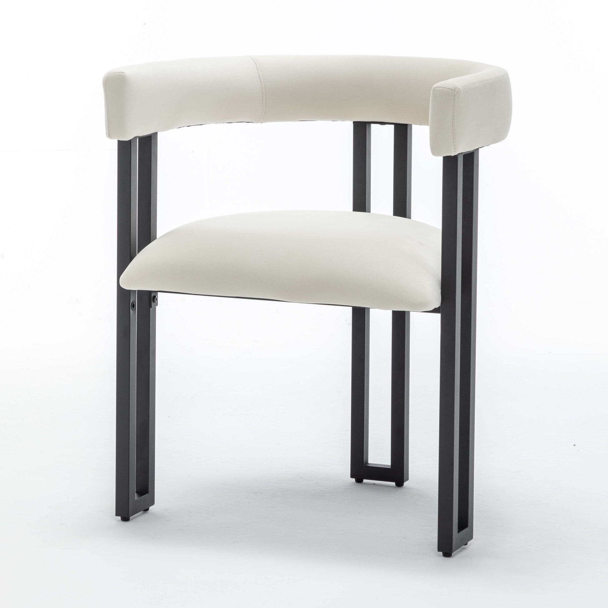 SEYNAR Modern Velvet Dining Chairs Set of 2, Curved Barrel Back Upholstered Armchairs with Black Metal Frame for Dining Room