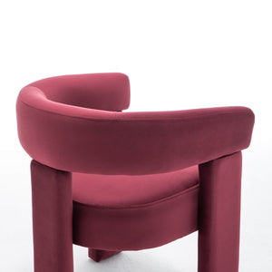 SEYNAR Modern Velvet Accent Chair, Upholstered Barrel Armchair with Curved Back and Thickened Padded Seat,Single chair or Set of 2/4/6